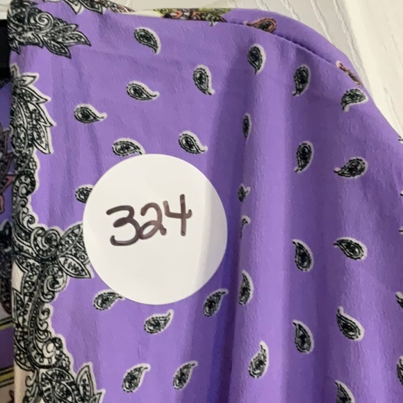 Purple Multicolor Paisley Print V Neck Babydoll Blouse - Picture 4 of 4